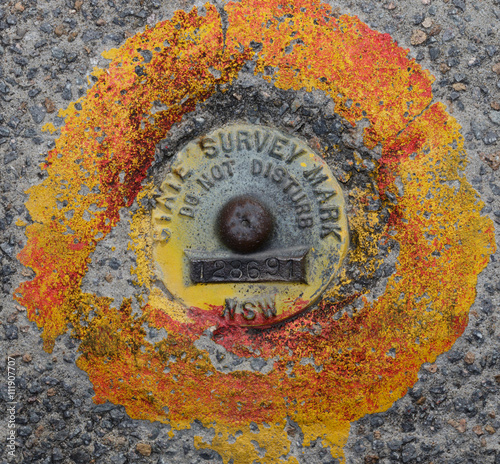 State Survey Marker, NSW, Australia - spatial referencing system that underpins surveying, land information & mapping systems in NSW.