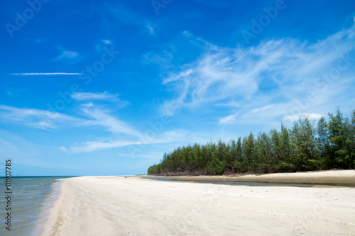 Blue sky and sand on the beach.