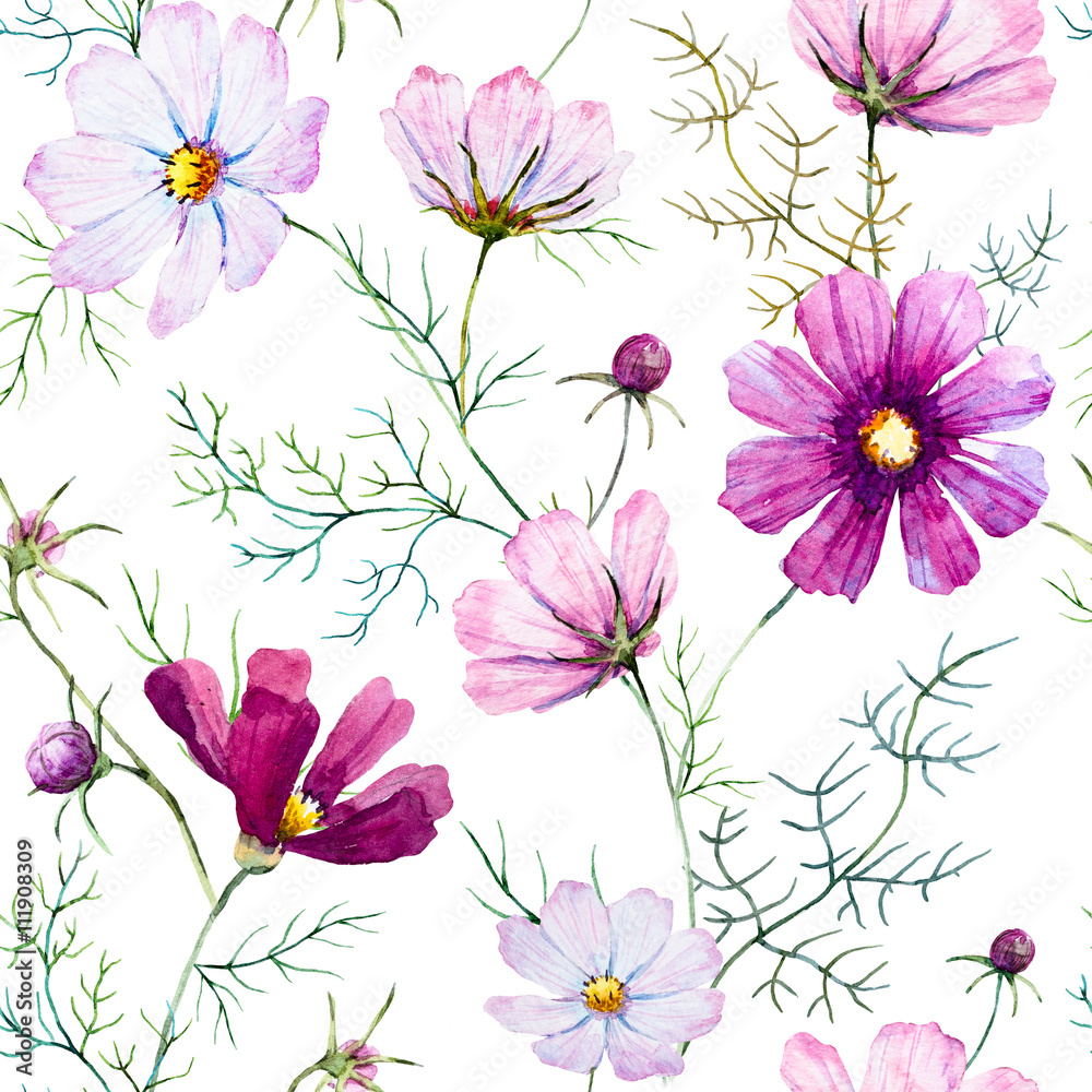 Obraz Akwarela dzikich kwiatów wzór
