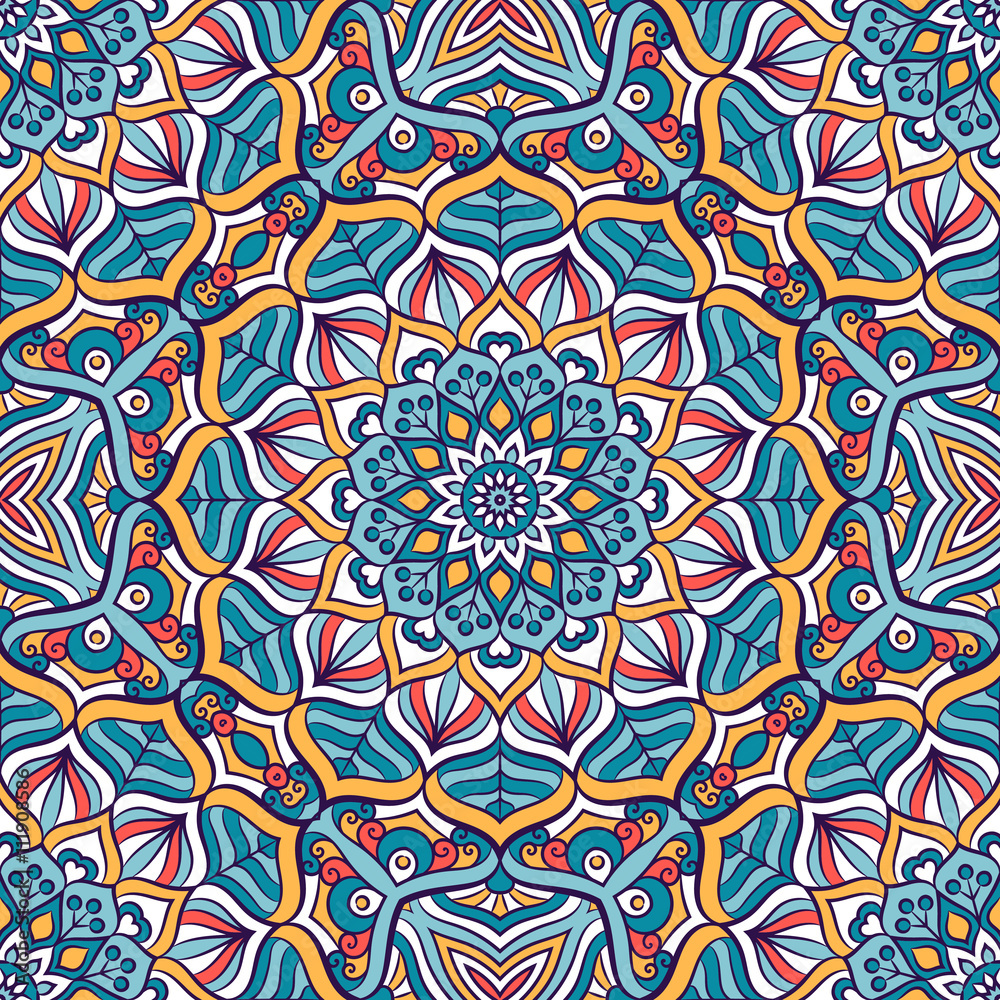 Ethnic floral seamless pattern