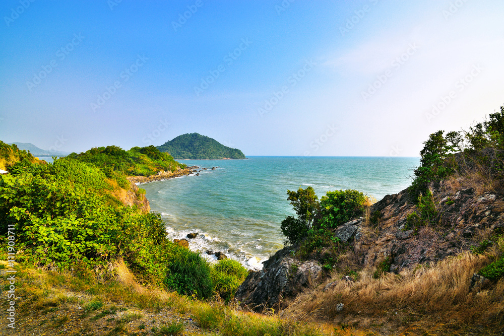 View of the mountains on the coast of Thailand