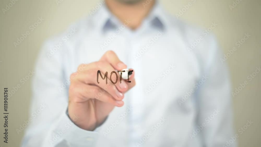 Motivate , man writing on transparent wall Motivate , man writing on transparent wall
