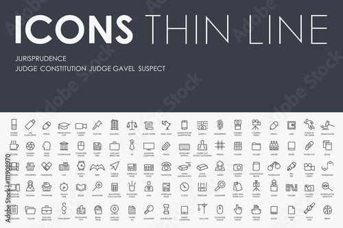 jurisprudence Thin Line Icons