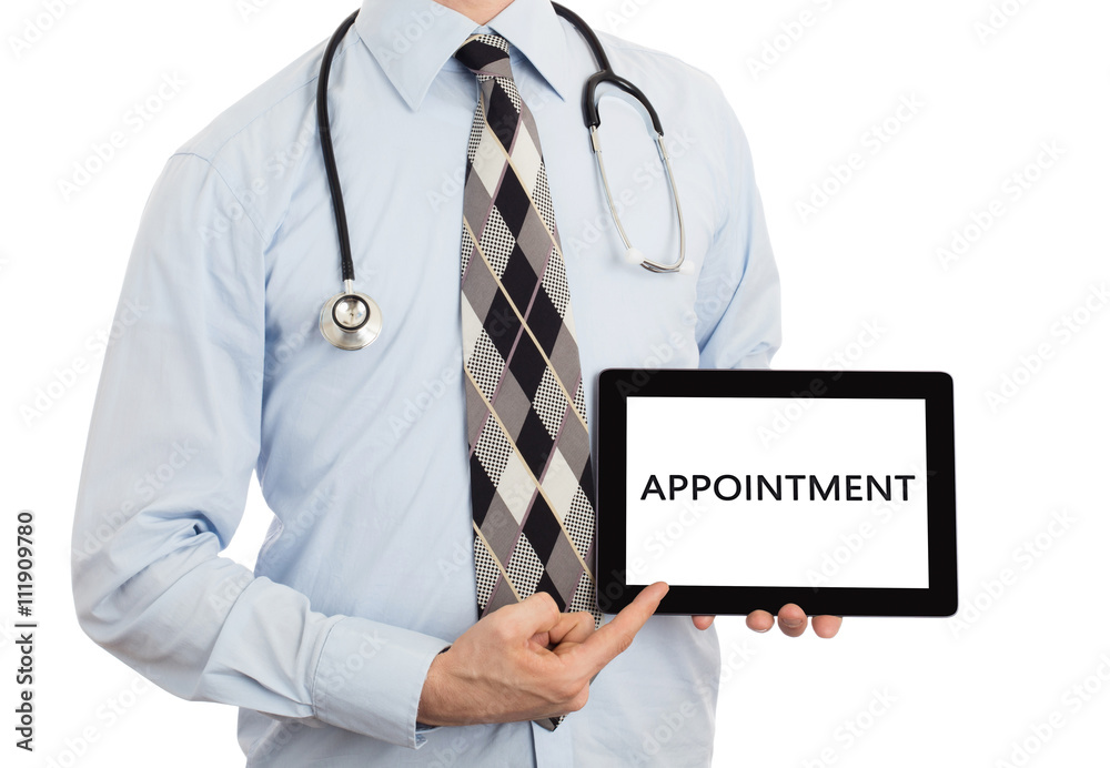 Doctor holding tablet - Appointment Doctor holding tablet - Appointment