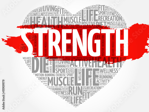 Strength heart word cloud, fitness, sport, health concept