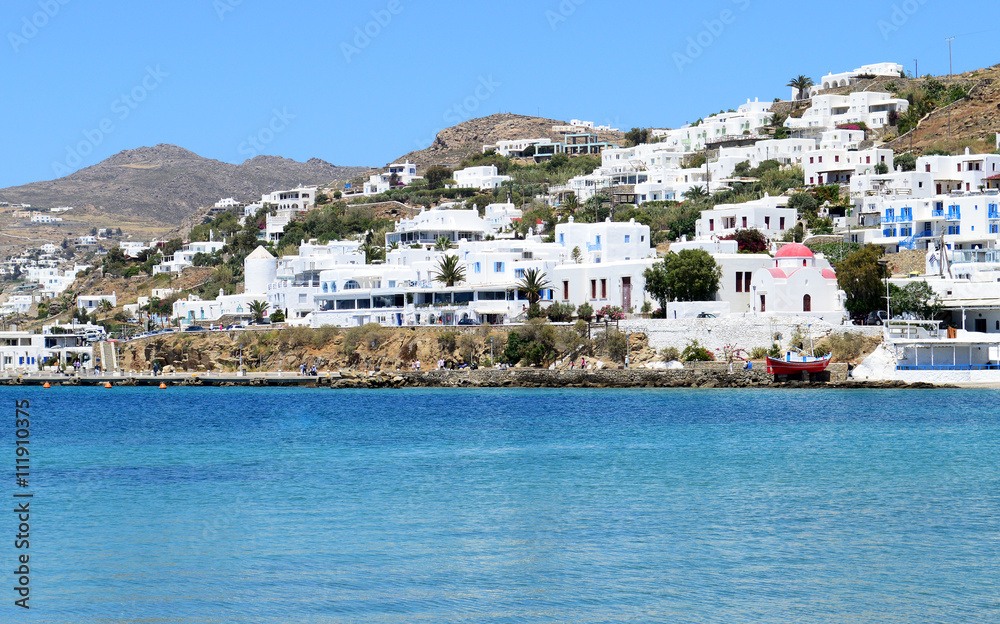 View from old port of Mykonos island, Greece
