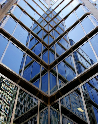 Abstract architecture shot of business or commercial glass and steel building