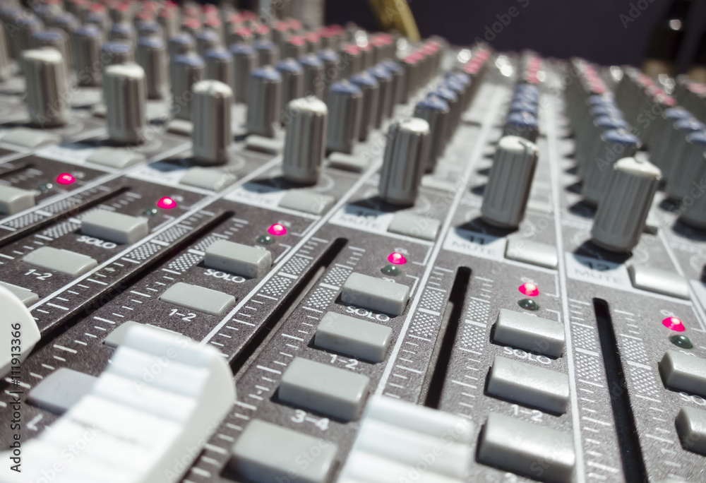 Mixing console, control buttons