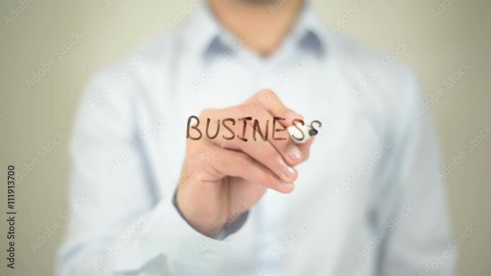 Business Consulting, writing on transparent screen Business Consulting, writing on transparent screen