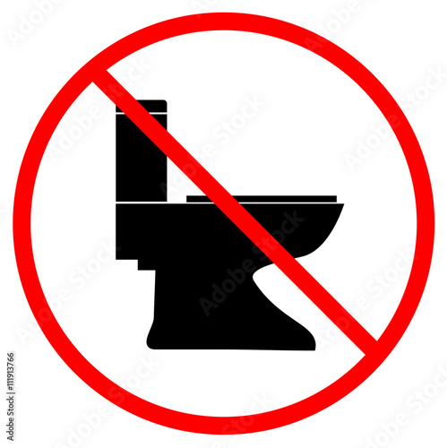 No toilet icon in red circle on white background