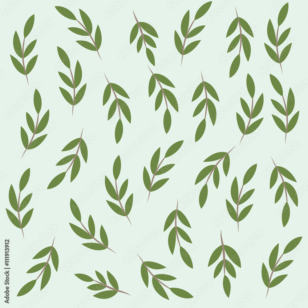 Tree leaves on green background. Leaves background.