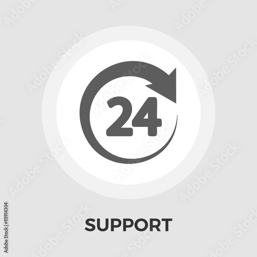 Support 24 hours flat icon