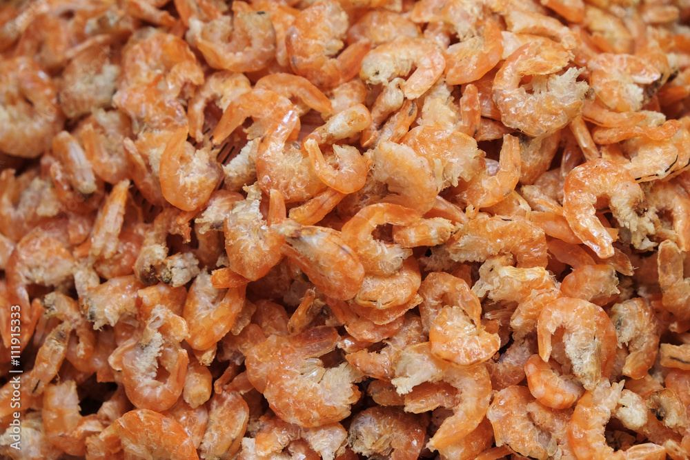 Dried shrimp in Thai local market. Dried shrimp in Thai local market.