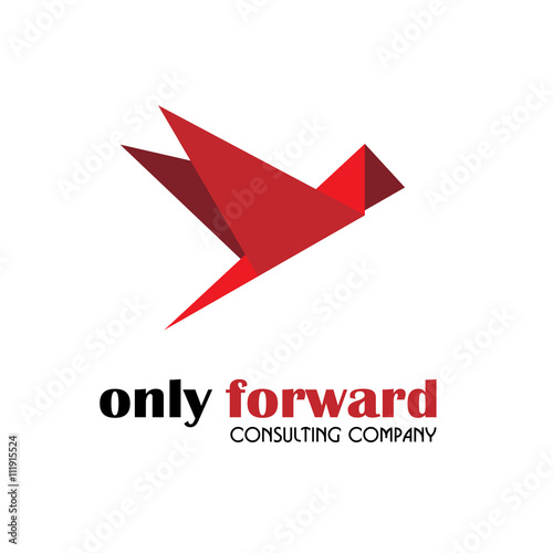 Logo forward consulting company
Vector logo in the style of origami birds red that flies forward for companies and design
