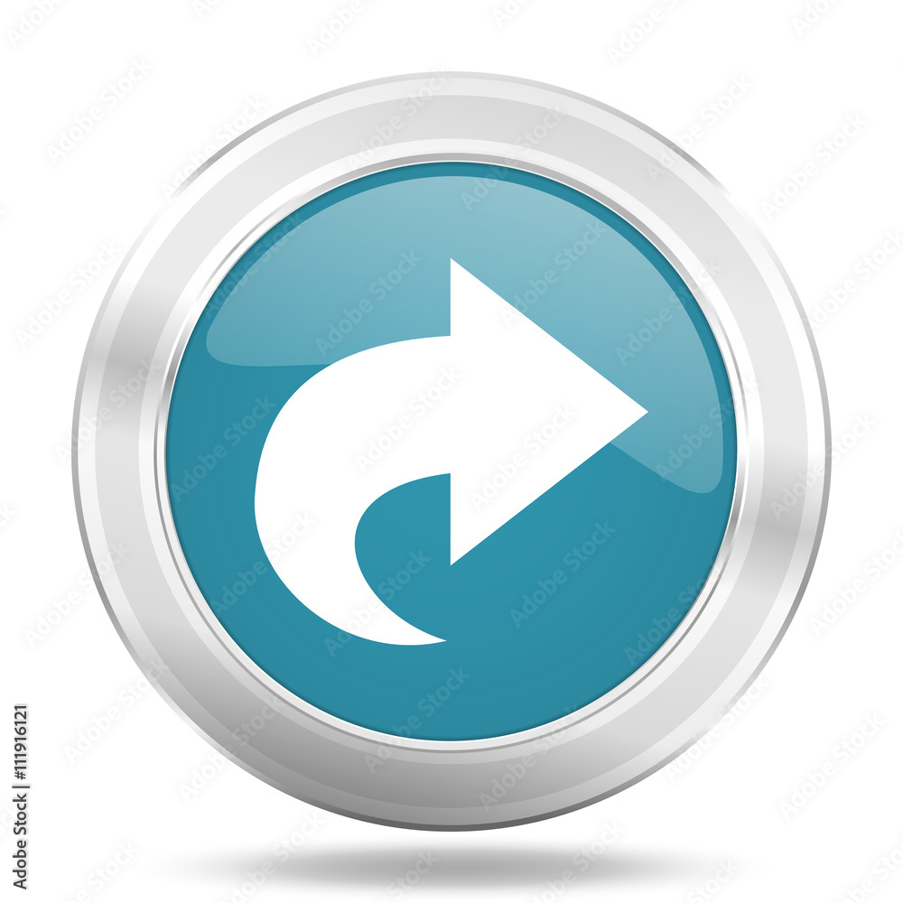 next icon, blue round glossy metallic button, web and mobile app design illustration next icon, blue round glossy metallic button, web and mobile app design illustration
