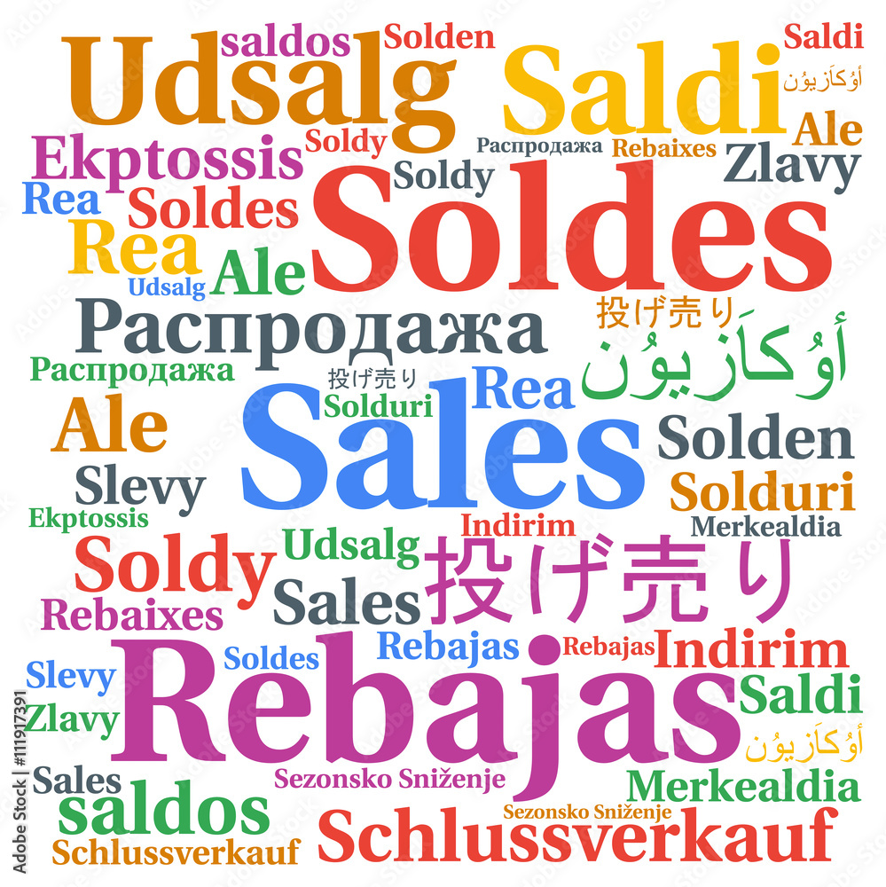 Sales in different languages word cloud concept Sales in different languages word cloud concept