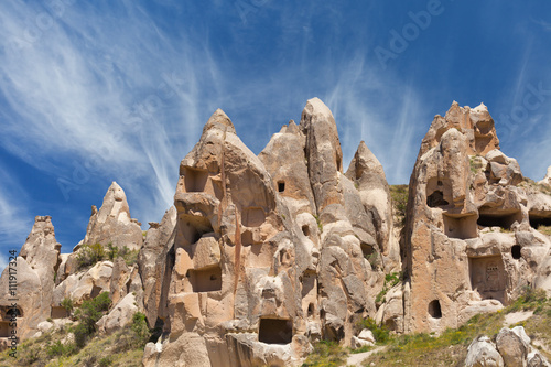 Rocks with caves in Cappadocia