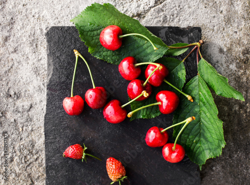 JUST PICKED CHERRIES OVER SLATE
