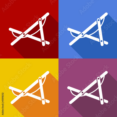 Icono plano hamaca con sombra en varios colores