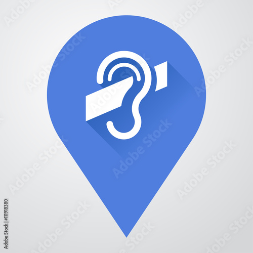 Icono plano localizacion con sordo con sombra