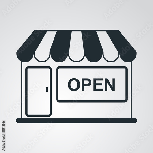 Icono plano tienda en fondo degradado