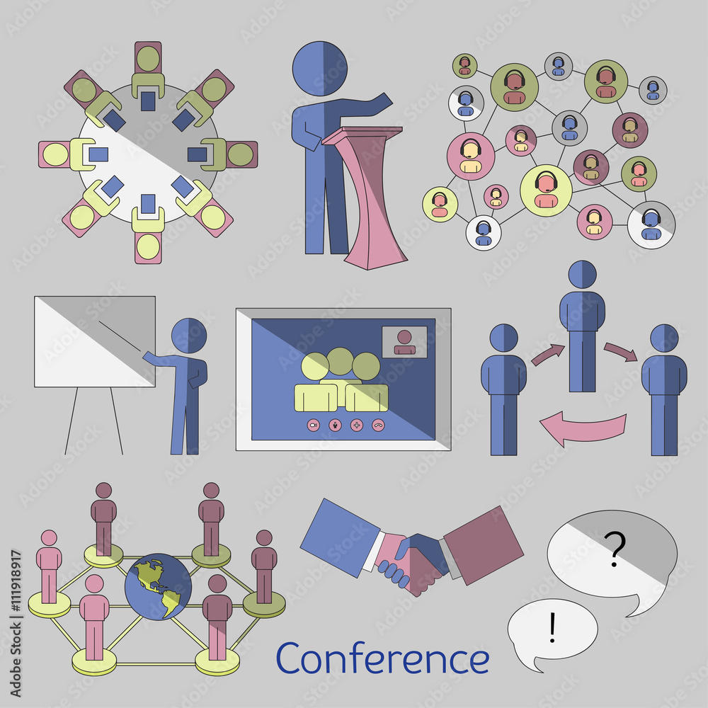Naklejka premium Conference icons set