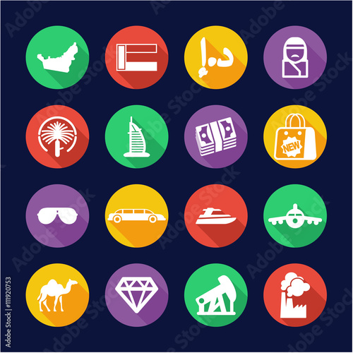 United Arab Emirates Icons Flat Design Circle