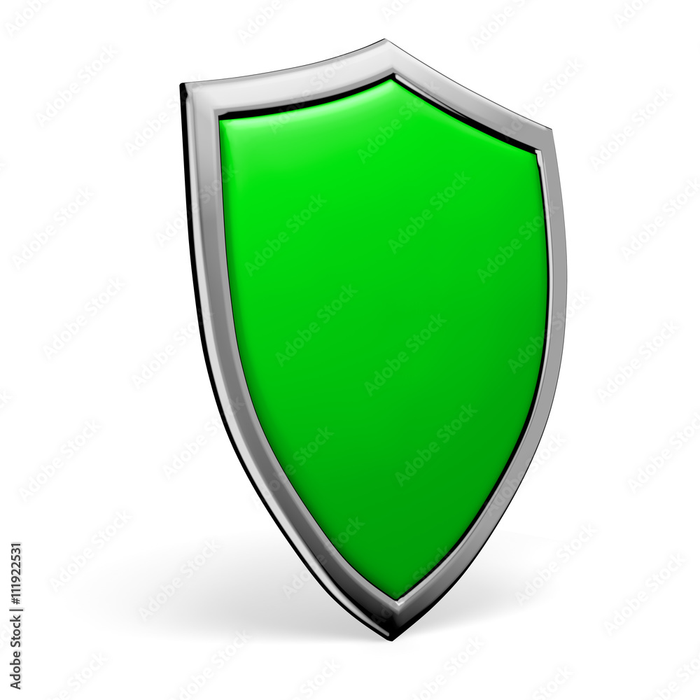 Green shield on white