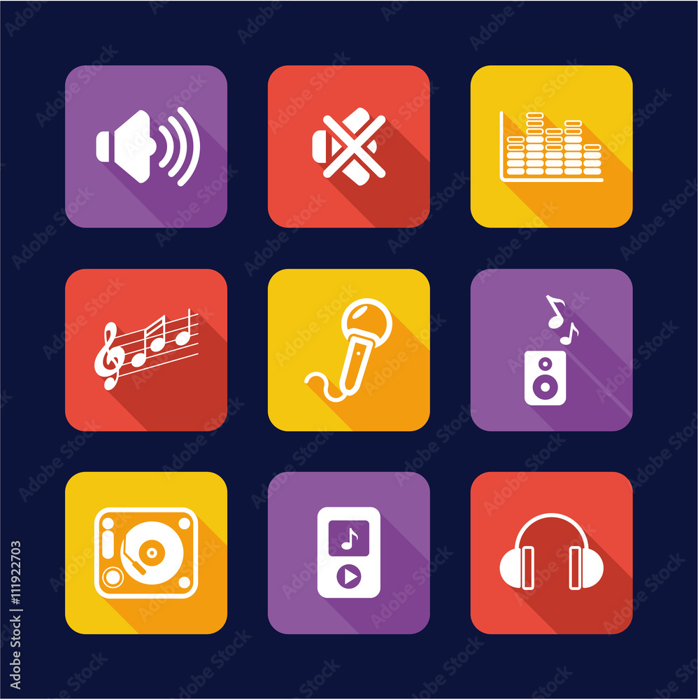 Audio Icons Flat Design Audio Icons Flat Design