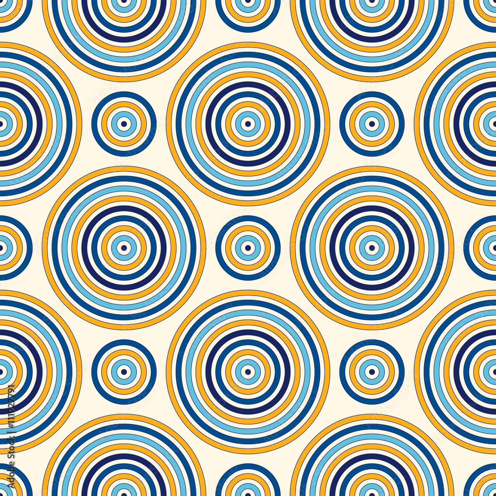Seamless pattern with symmetric geometric ornament. Abstract background with color round vortexes.