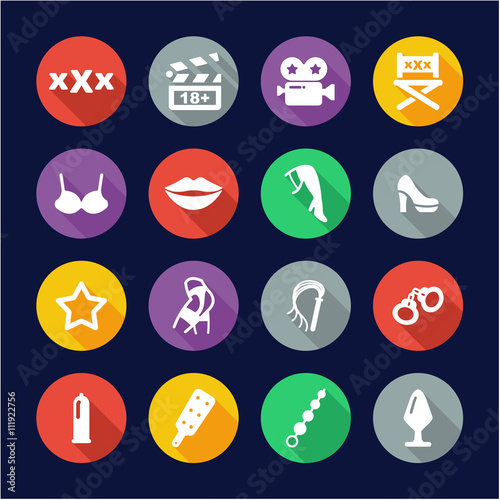 Adult Movie Icons Flat Design Circle