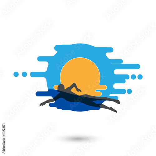 Swimmer Logo Design Element.
