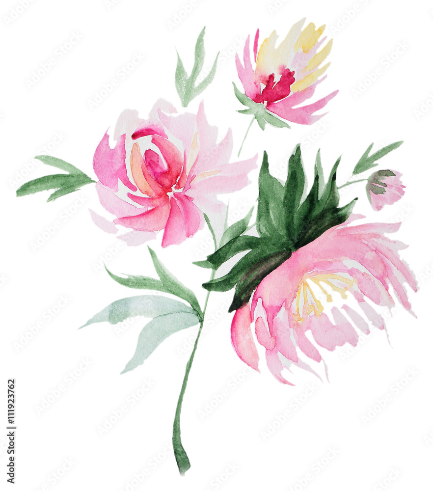 Fototapeta premium Abstract watercolor flowers