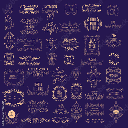 Set of elegant calligraphic design. Vector illustration.