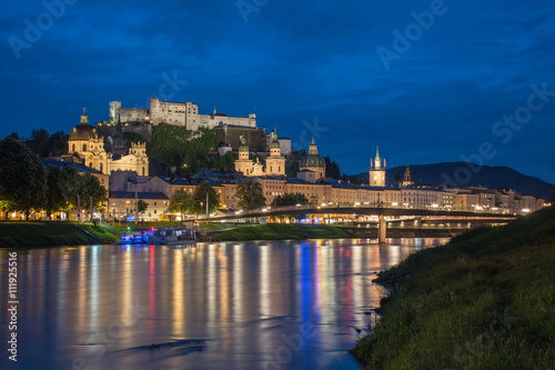 Beautiful view of the historic city of Salzburg with Salzach