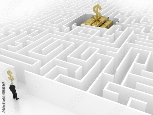 Foto Businessman in front of a huge maze