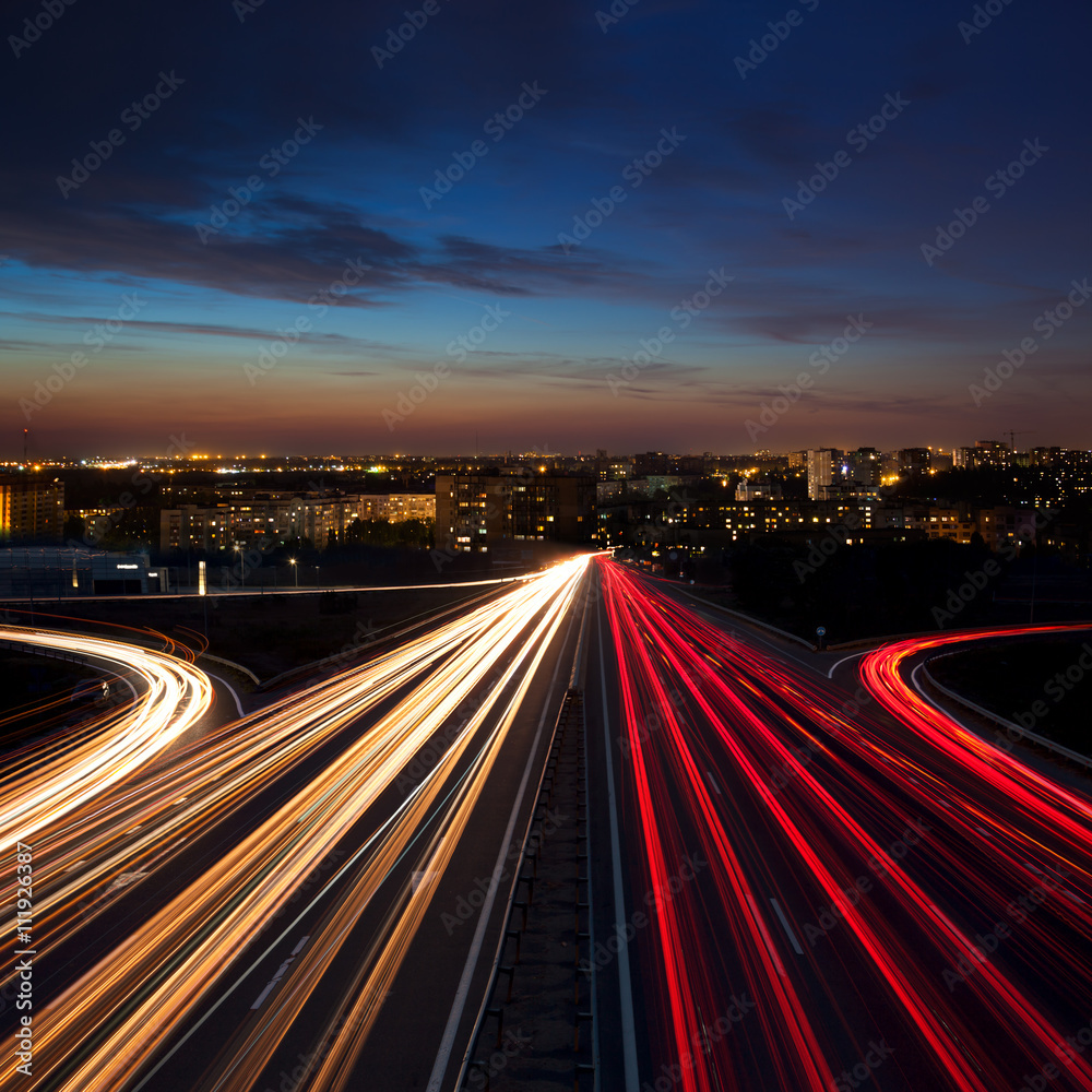 Long Exposure Speed Traffic at night in the city