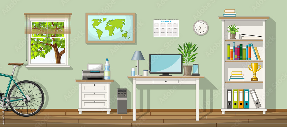 Fototapeta premium Illustration of a classic homeoffice