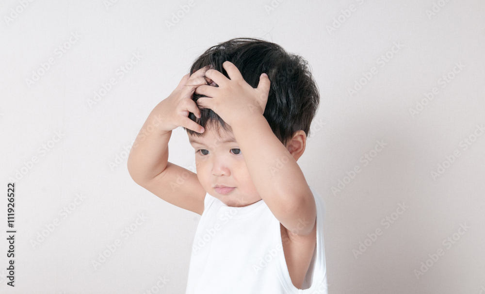Toddlers head white shirt. asian Toddlers head white shirt. asian