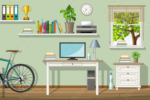 Fototapeta Naklejka Na Ścianę i Meble -  Illustration of a classic homeoffice