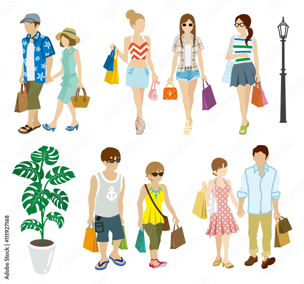 Summer Shopping people set -Young Adults