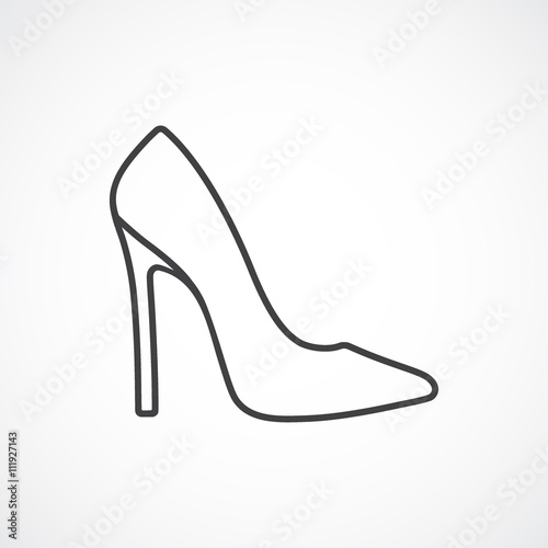 Women's high-heeled shoes. Vector line icon