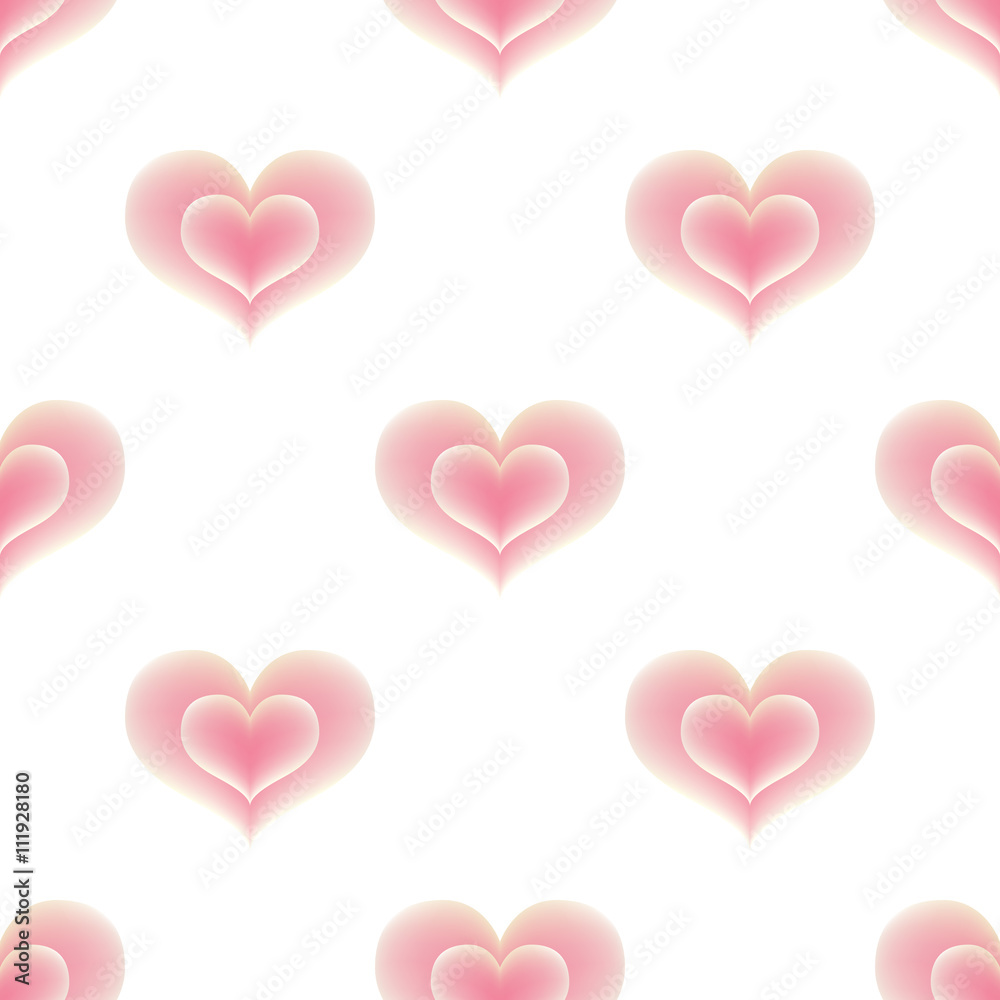 Seamless pattern of pink hearts.