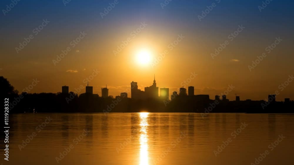 Sunset over the center of Warsaw - timelapse Sunset over the center of Warsaw - timelapse