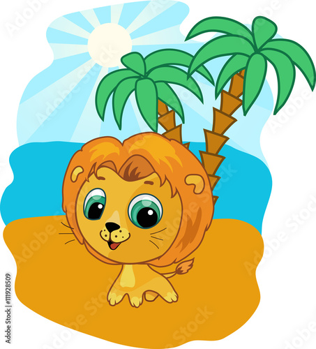 Cute baby lion vector illustration