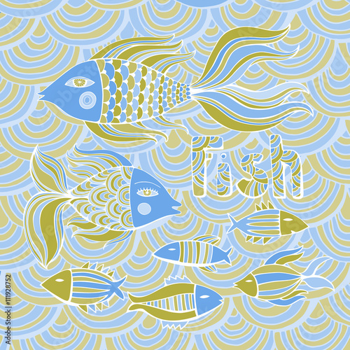 Nice cartoon fishes set. Vector image.