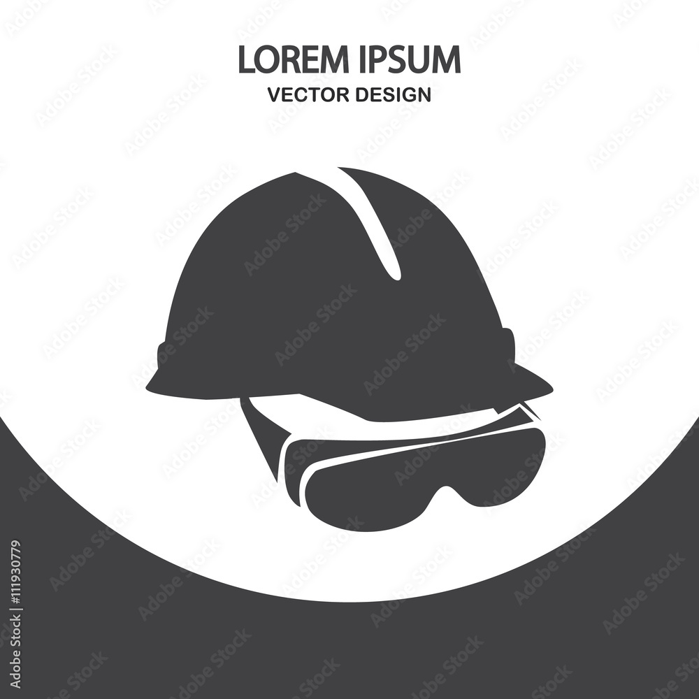 Fototapeta premium Construction helmet and glasses icon on the background