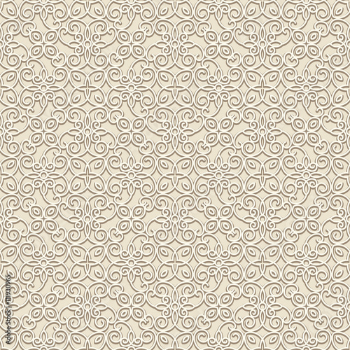 Vintage ornament, seamless pattern in neutral color