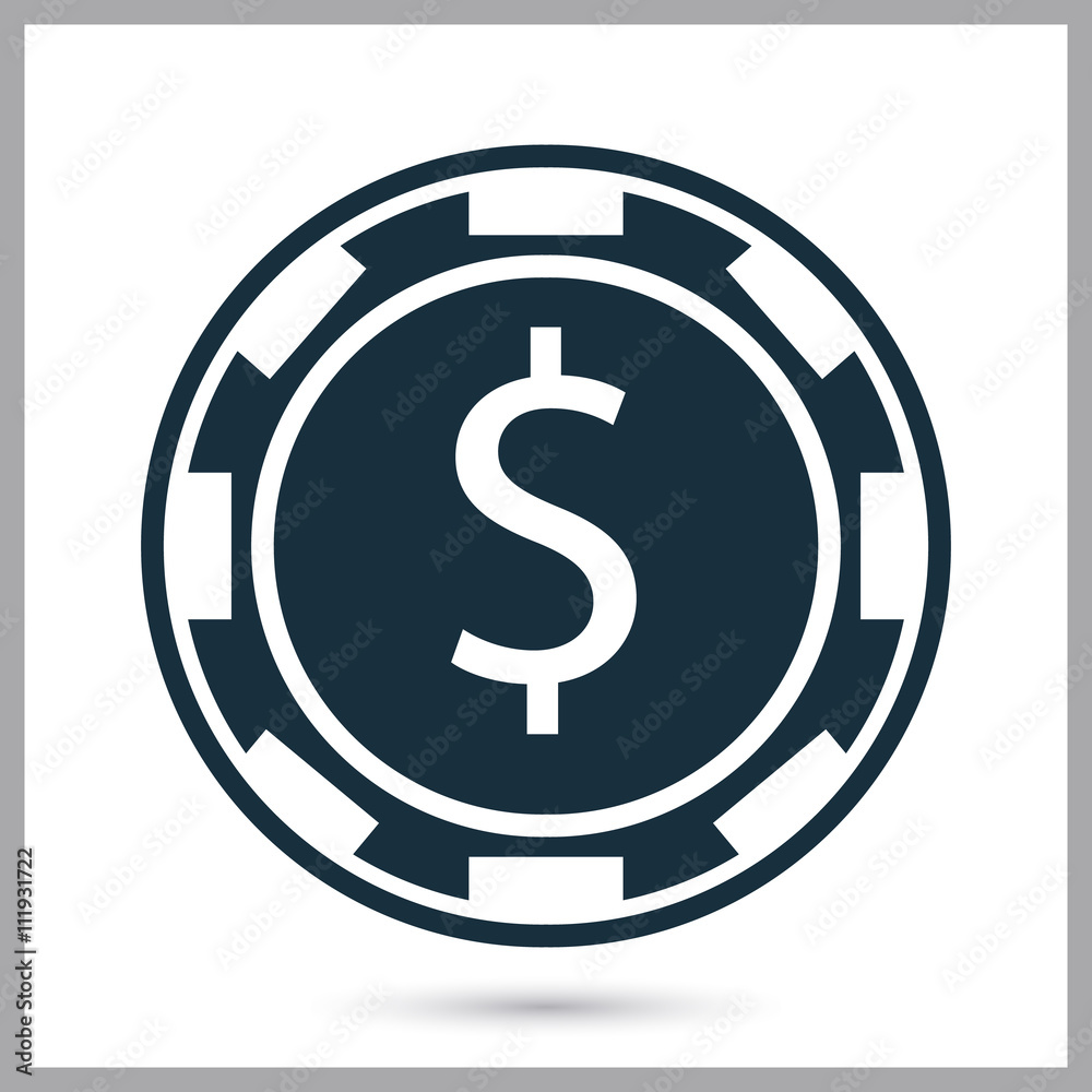 Casino chip icon on the background Casino chip icon on the background