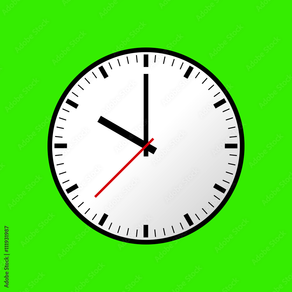 Clock icon, Vector illustration, flat design. Easy to use and edit. EPS10. Green background. Clock icon, Vector illustration, flat design. Easy to use and edit. EPS10. Green background.